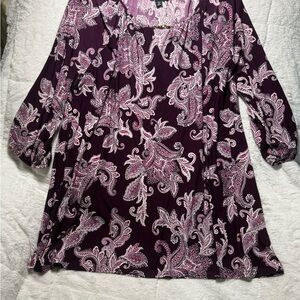 Women's Roz & Ali 3X Paisley Print Top - Purples